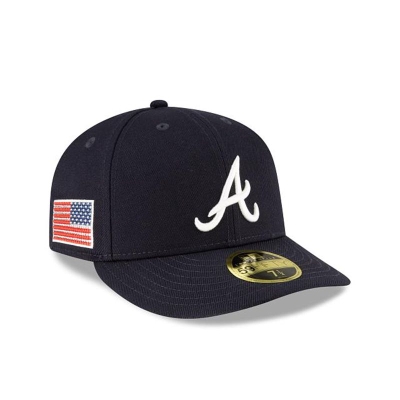 Blue Atlanta Braves Hat - New Era MLB Crystals from Swarovski Flag Low Profile 59FIFTY Fitted Caps USA1850472